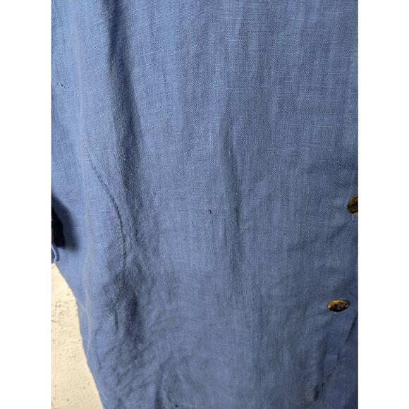 LUUKAA Blue Linen Blouse Shirt Women's Size 8 Button Up Long sleeve Blouse Tunic - Picture 2 of 11